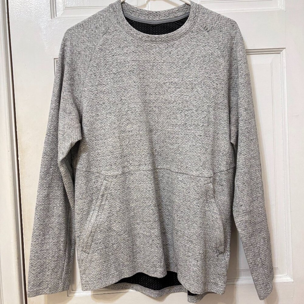 Lululemon Gray At Ease Crew Neck Sweatshirt Light Grey Men's Pockets M Medium